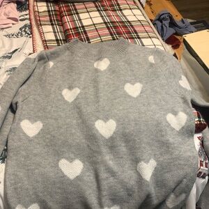 Gray Heart Pattern Sweater